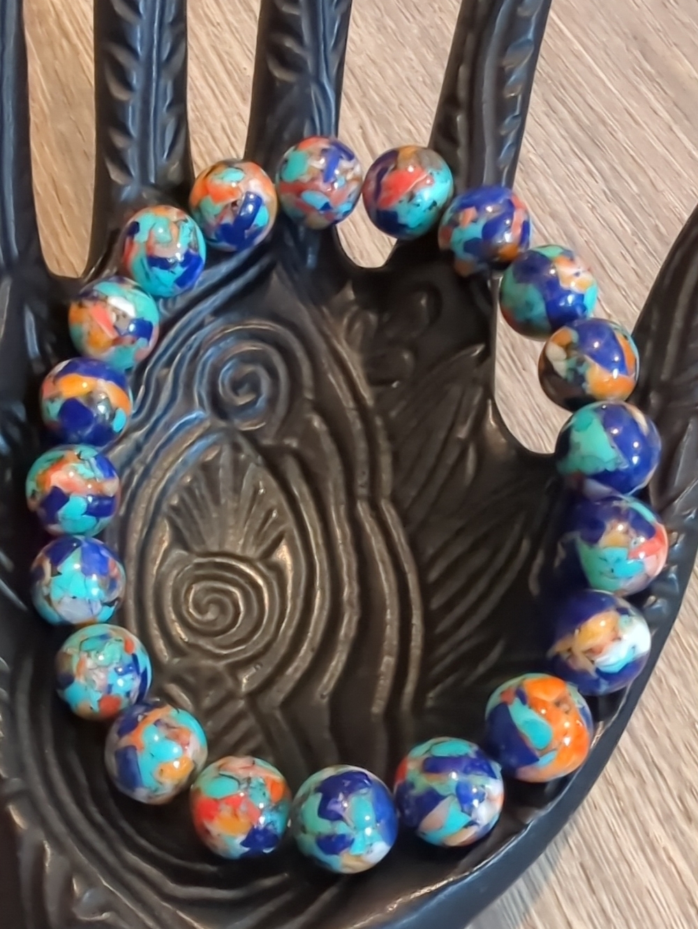 Southwest Lapis, Turquoise, Spiny Oyster Beaded Bracelet